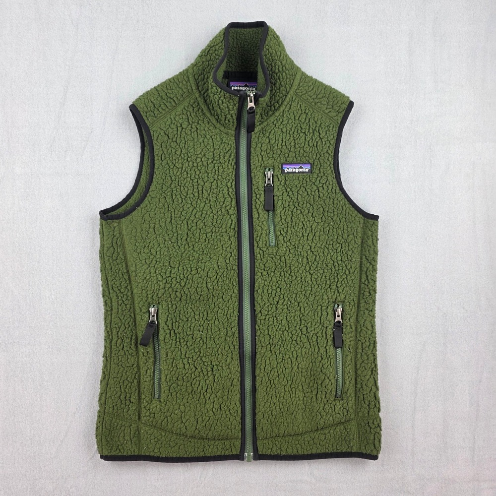 Patagonia Retro Pile Fleece Vest Women XS Green Full Zip 22825